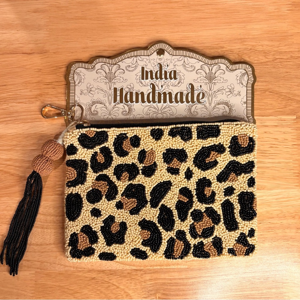 Handmade Leopard Print Beaded Clutch
